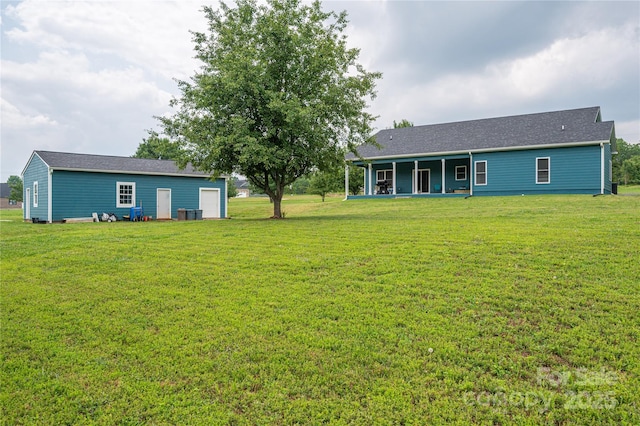 3103 Richview Dr, Crouse, NC 28033 - rear view of property featuring a yard, a porch, and a detached garage