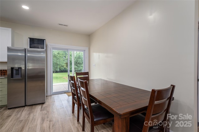 3103 Richview Dr, Crouse, NC 28033 - dining space featuring light wood finished floors, recessed lighting, and vaulted ceiling