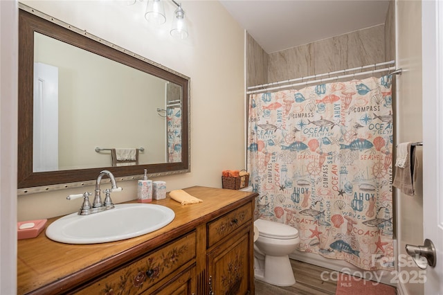 3103 Richview Dr, Crouse, NC 28033 - bathroom featuring vanity, toilet, and wood finished floors