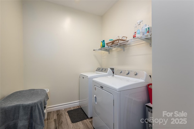 3103 Richview Dr, Crouse, NC 28033 - laundry room with washer and clothes dryer, wood finished floors, and baseboards