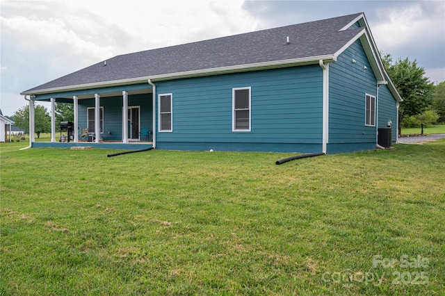 3103 Richview Dr, Crouse, NC 28033 - back of property with a lawn, roof with shingles, and cooling unit