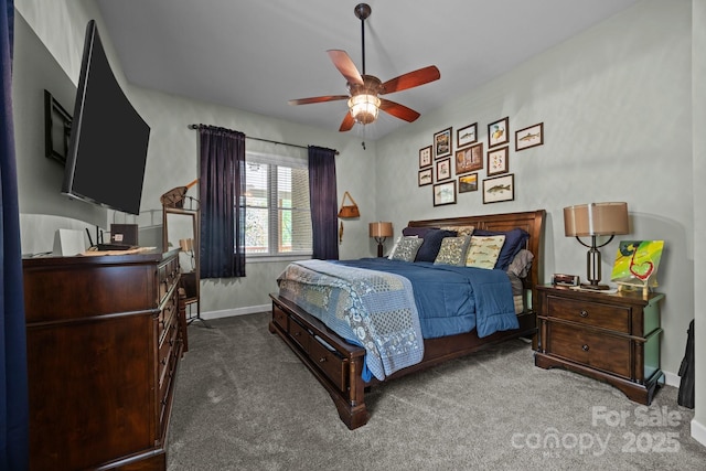 305 Pound Mill Branch Rd, Green Mountain, NC 28740 - carpeted bedroom with baseboards and a ceiling fan