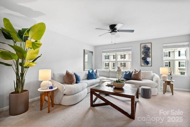 999 Rushing Ln Unit 13, Fort Mill, SC 29715 - living room featuring healthy amount of natural light, carpet floors, and a ceiling fan