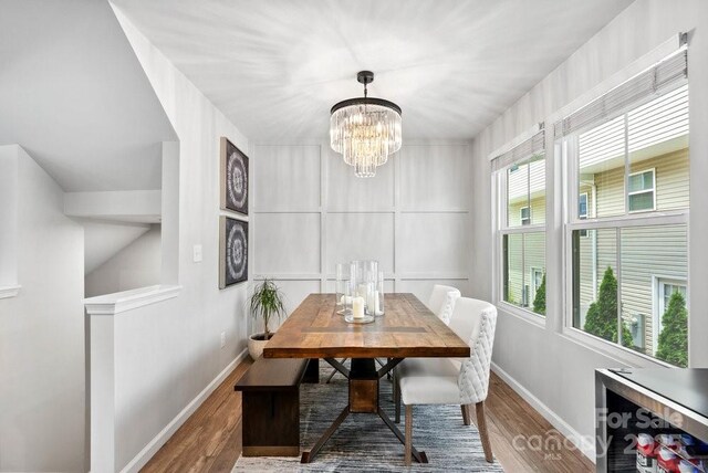 999 Rushing Ln Unit 13, Fort Mill, SC 29715 - dining room with wood finished floors and a chandelier
