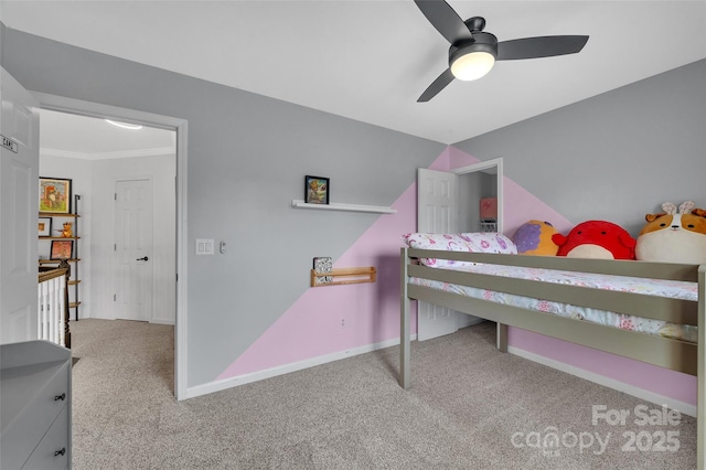 15737 Agincourt Dr, Huntersville, NC 28078 - carpeted bedroom with baseboards, crown molding, and a ceiling fan