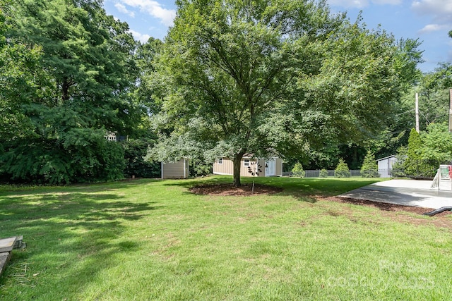 5424 Doncaster Dr, Charlotte, NC 28211 - view of yard featuring a storage shed and view of wooded area