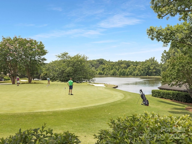10101 Wood Ct, Charlotte, NC 28277 - view of property's community with a water view, a yard, and golf course view