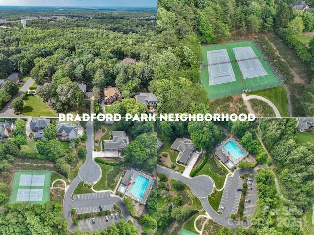 4672 Snow Dr, Harrisburg, NC 28075 - aerial view of property's location featuring a forest and a pool