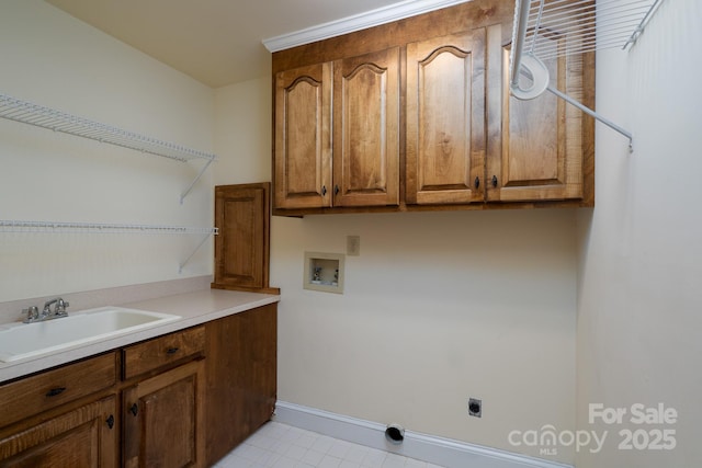 4672 Snow Dr, Harrisburg, NC 28075 - washroom featuring cabinet space, washer hookup, hookup for an electric dryer, and baseboards