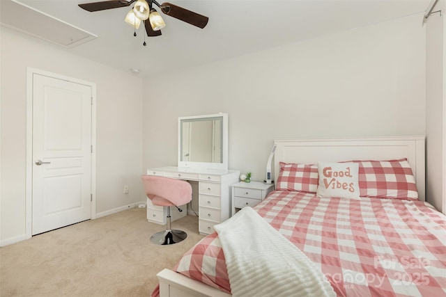 10106 Silverling Dr, Waxhaw, NC 28173 - bedroom with carpet floors, attic access, and a ceiling fan
