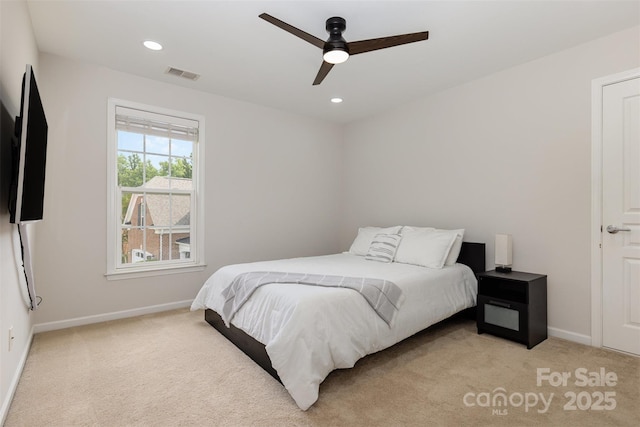10106 Silverling Dr, Waxhaw, NC 28173 - bedroom with light colored carpet, recessed lighting, and ceiling fan