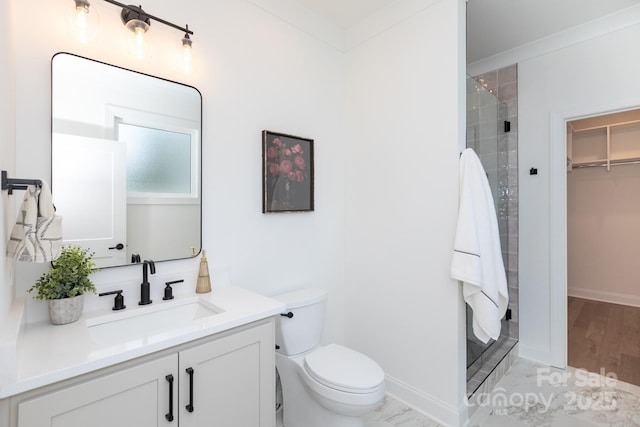 4203 Walker Rd, Charlotte, NC 28211 - bathroom with vanity, a spacious closet, and a shower stall