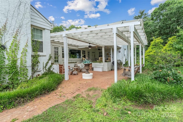 958 US-64, Morganton, NC 28655 - view of patio featuring a pergola, ceiling fan, and a grill