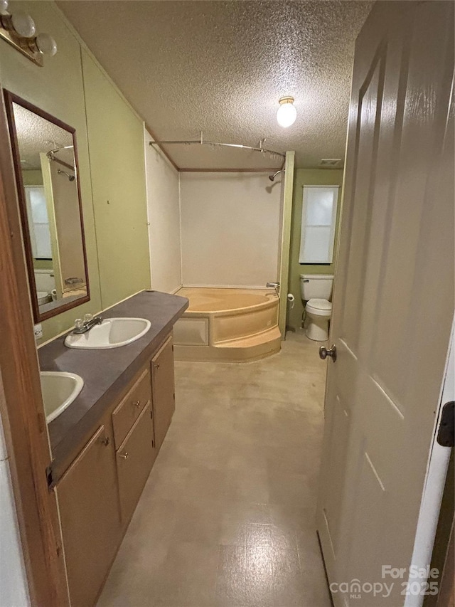 6544 Helens Way, Denver, NC 28037 - full bathroom with a textured ceiling, bathtub / shower combination, double vanity, and toilet