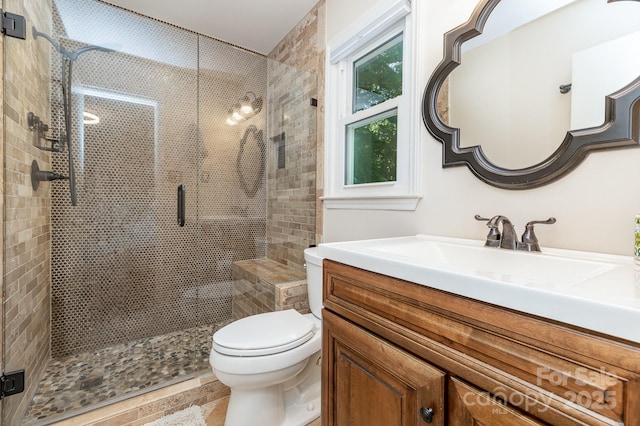 4200 Tyndale Ave, Charlotte, NC 28210 - full bathroom featuring vanity, a stall shower, and toilet