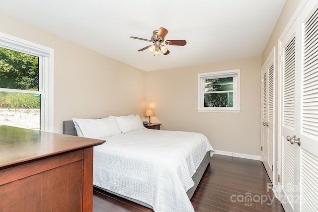 4200 Tyndale Ave, Charlotte, NC 28210 - bedroom with dark wood-style flooring and a ceiling fan