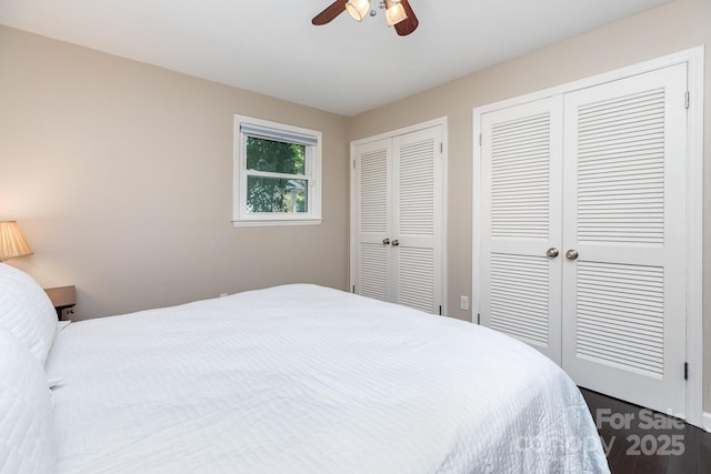 4200 Tyndale Ave, Charlotte, NC 28210 - bedroom with two closets and ceiling fan