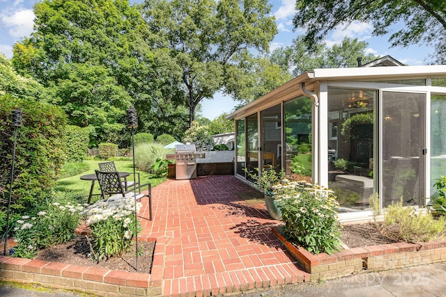 4200 Tyndale Ave, Charlotte, NC 28210 - view of patio / terrace featuring a sunroom and area for grilling