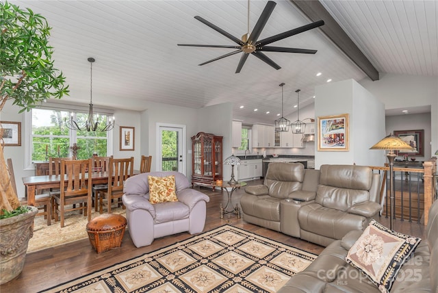 24 Herron View Ln, Weaverville, NC 28787 - living area with hardwood / wood-style floors, a chandelier, recessed lighting, and ceiling fan