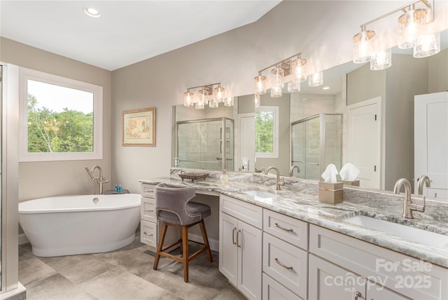 24 Herron View Ln, Weaverville, NC 28787 - full bathroom with a shower stall, double vanity, and a freestanding bath