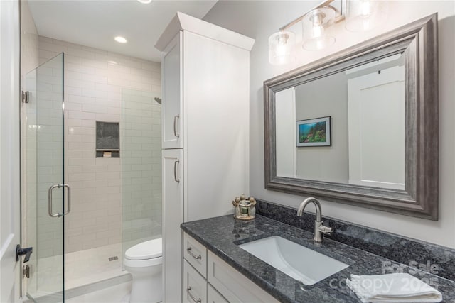 24 Herron View Ln, Weaverville, NC 28787 - full bathroom with vanity, a stall shower, and recessed lighting