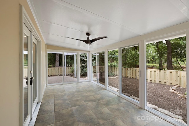 50 Beekeeper Trl, Swannanoa, NC 28778 - unfurnished sunroom with ceiling fan and vaulted ceiling