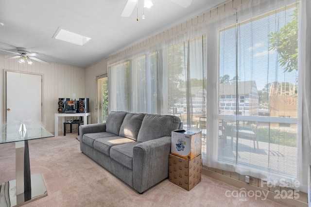 1330 5th St NE Unit 11, Hickory, NC 28601 - carpeted living room with ceiling fan and a skylight