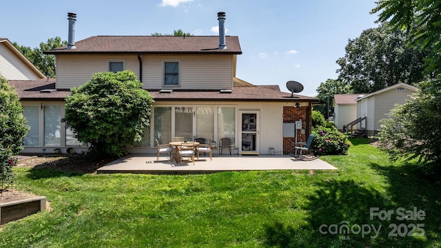 1330 5th St NE Unit 11, Hickory, NC 28601 - rear view of property featuring a patio, a yard, a shingled roof, and brick siding