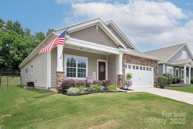 7328 Strawberry Fields Ln, Charlotte, NC 28278 - craftsman inspired home featuring stone siding, driveway, and an attached garage