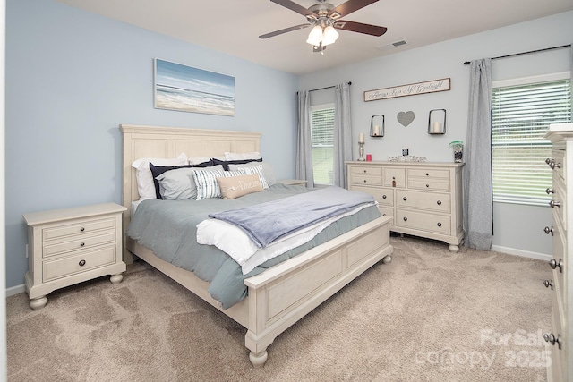 7328 Strawberry Fields Ln, Charlotte, NC 28278 - bedroom featuring light colored carpet, baseboards, and ceiling fan