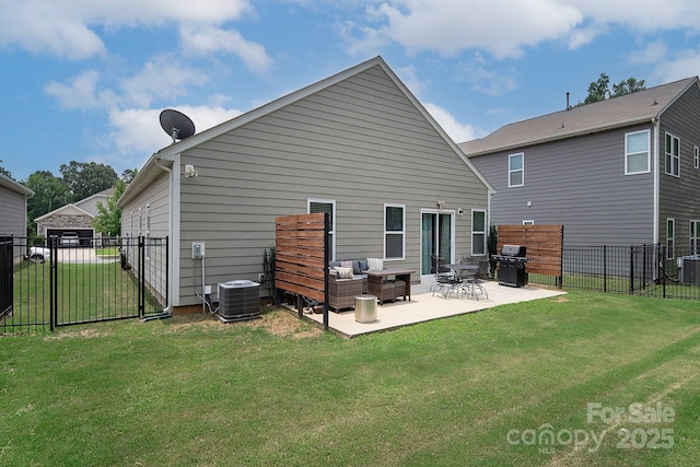 7328 Strawberry Fields Ln, Charlotte, NC 28278 - rear view of house with cooling unit, a patio area, a gate, and an outdoor hangout area