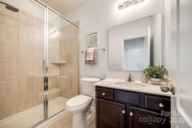 129 Hawks Creek Pkwy, Fort Mill, SC 29708 - bathroom featuring vanity, a shower stall, and tile patterned floors