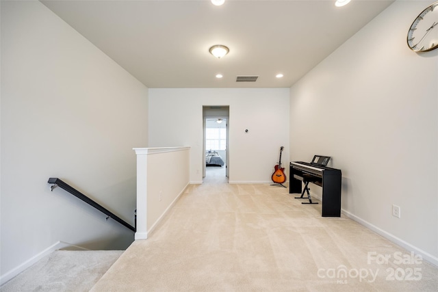 129 Hawks Creek Pkwy, Fort Mill, SC 29708 - corridor with an upstairs landing, light colored carpet, and recessed lighting