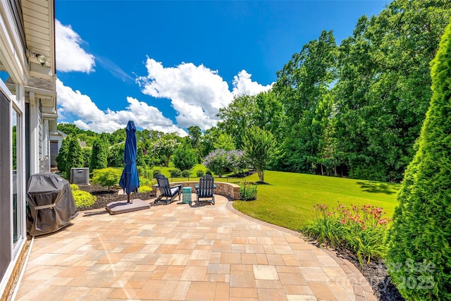 129 Hawks Creek Pkwy, Fort Mill, SC 29708 - view of patio / terrace featuring grilling area and view of wooded area