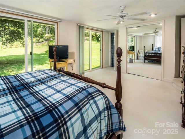 26 Melton Rd, Candler, NC 28715 - bedroom with multiple windows, a ceiling fan, and carpet floors