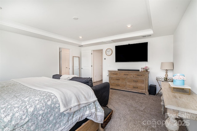 11116 Godwit Ln, Charlotte, NC 28278 - bedroom with a raised ceiling, carpet floors, and recessed lighting