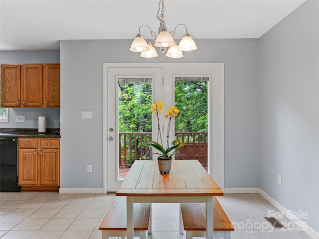 17 Fieldtop Ln, Arden, NC 28704 - dining room with a chandelier and light tile patterned floors