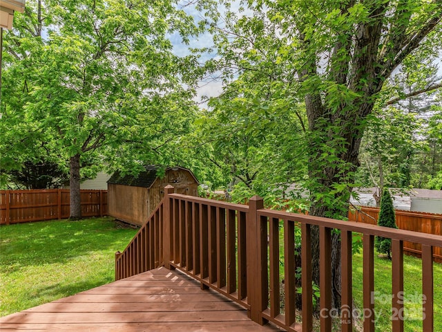 17 Fieldtop Ln, Arden, NC 28704 - deck with a fenced backyard and a storage shed