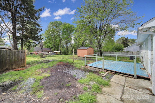 8520 Mission Hills Rd, Charlotte, NC 28227 - fenced backyard featuring a storage unit and a wooden deck