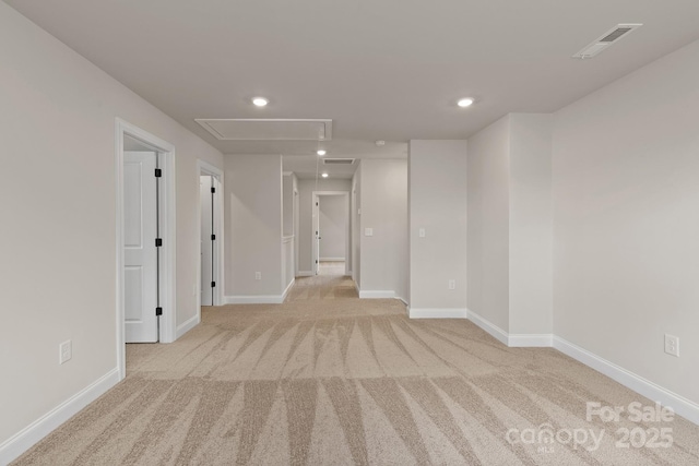 7225 Jerimoth Dr, Charlotte, NC 28215 - unfurnished room with attic access, light colored carpet, recessed lighting, and baseboards