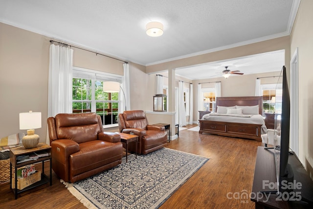 491 Paint Fork Rd, Barnardsville, NC 28709 - living room with ornamental molding, wood finished floors, and a ceiling fan
