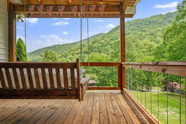 491 Paint Fork Rd, Barnardsville, NC 28709 - deck featuring a wooded view and a mountain view