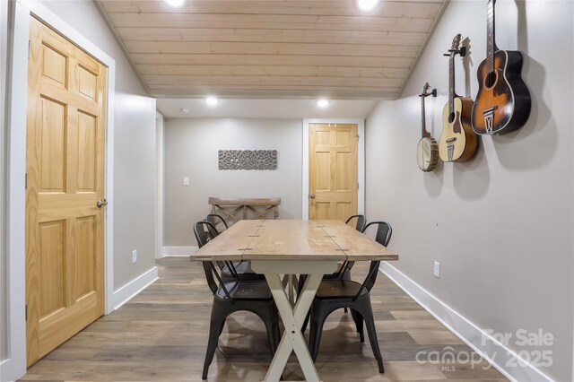 22 Moore Cir, Black Mountain, NC 28711 - dining area with wood ceiling, recessed lighting, wood finished floors, and vaulted ceiling