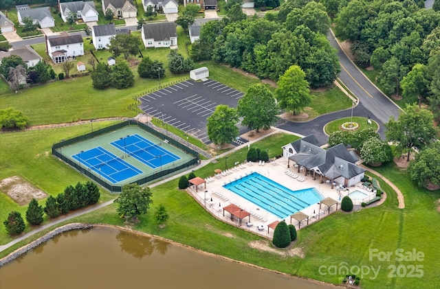 3830 Waters Reach Ln, Indian Trail, NC 28079 - aerial view of a pool and a large body of water