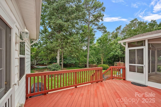 3830 Waters Reach Ln, Indian Trail, NC 28079 - wooden deck with a sunroom and view of scattered trees