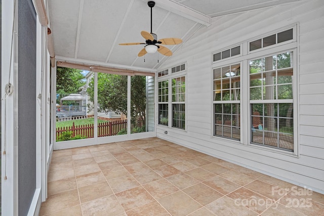 3830 Waters Reach Ln, Indian Trail, NC 28079 - unfurnished sunroom featuring a ceiling fan