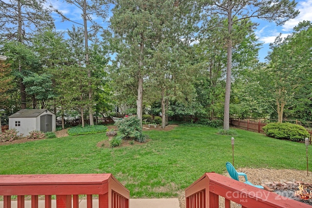 3830 Waters Reach Ln, Indian Trail, NC 28079 - view of yard with a storage shed and view of wooded area