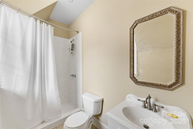 1728 Shadow Forest Dr, Matthews, NC 28105 - full bath featuring toilet, a shower with curtain, and a sink