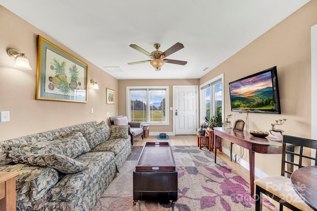 540 Upper Paw Paw Rd, Marshall, NC 28753 - living area featuring wood finished floors and a ceiling fan