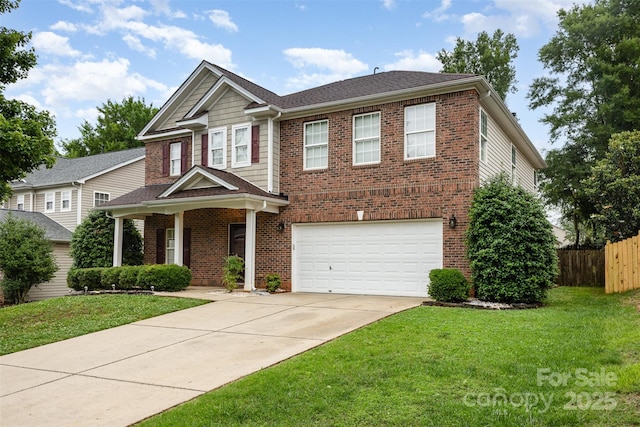 237 Lylic Woods Dr, Fort Mill, SC 29715 - view of front of property with a garage, concrete driveway, and brick siding